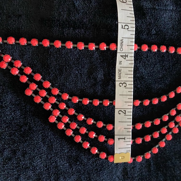 1-Fancy Glass Opal Rhinestones and Black Metal Necklace - Picture 6 of 10